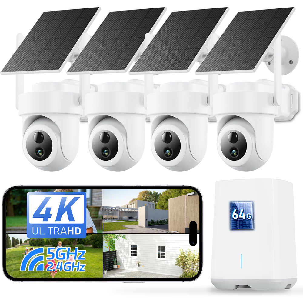 Home Security Systems With Cameras - 8-мегапиксельная 4K солнечная камера, комплект из