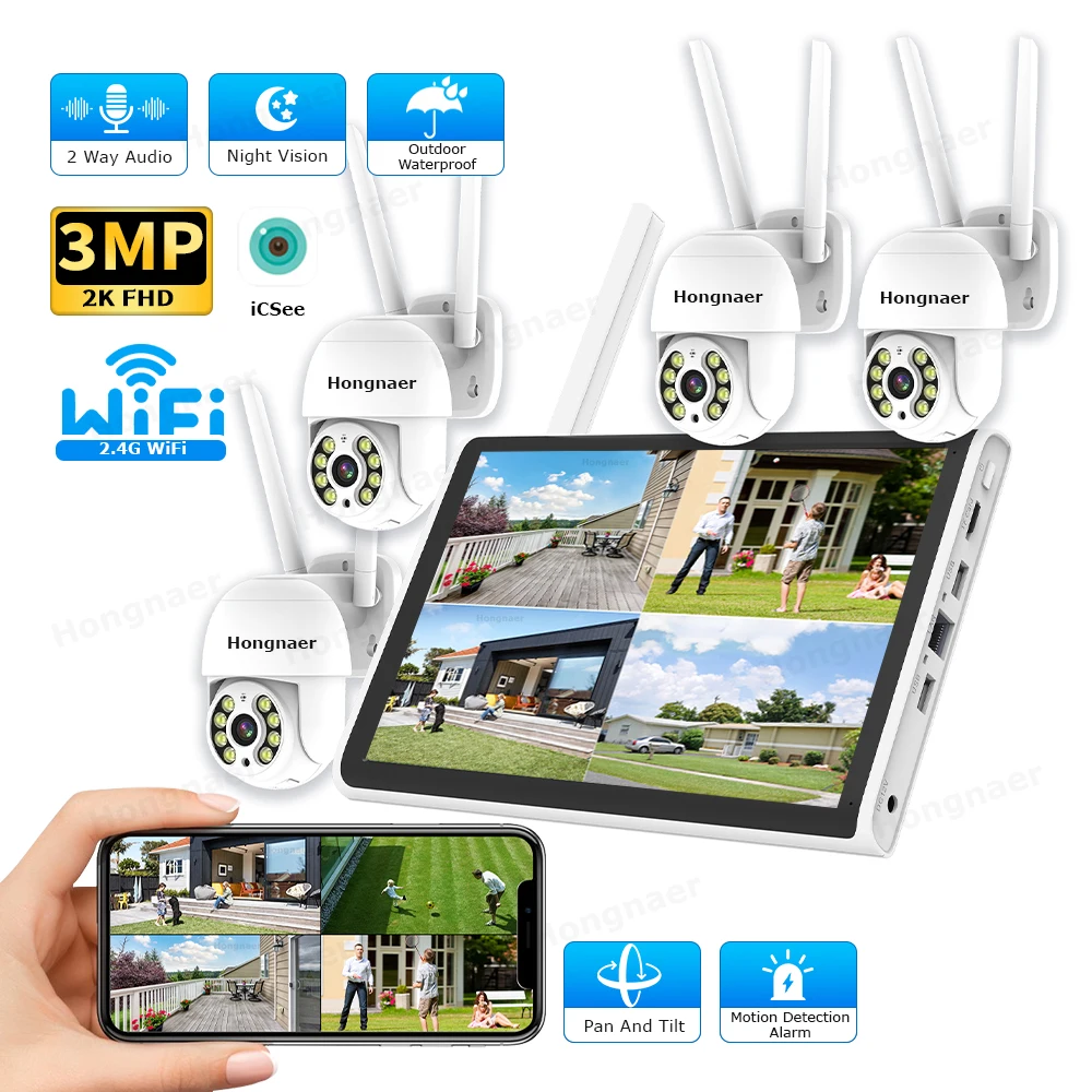 Home Security Systems With Cameras - Комплект беспроводной системы видеонаблюдения Hongnaer 2026:
