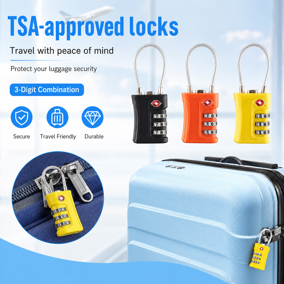 Home Security Adt - Замок для багажа, одобренный TSA, 3-значный