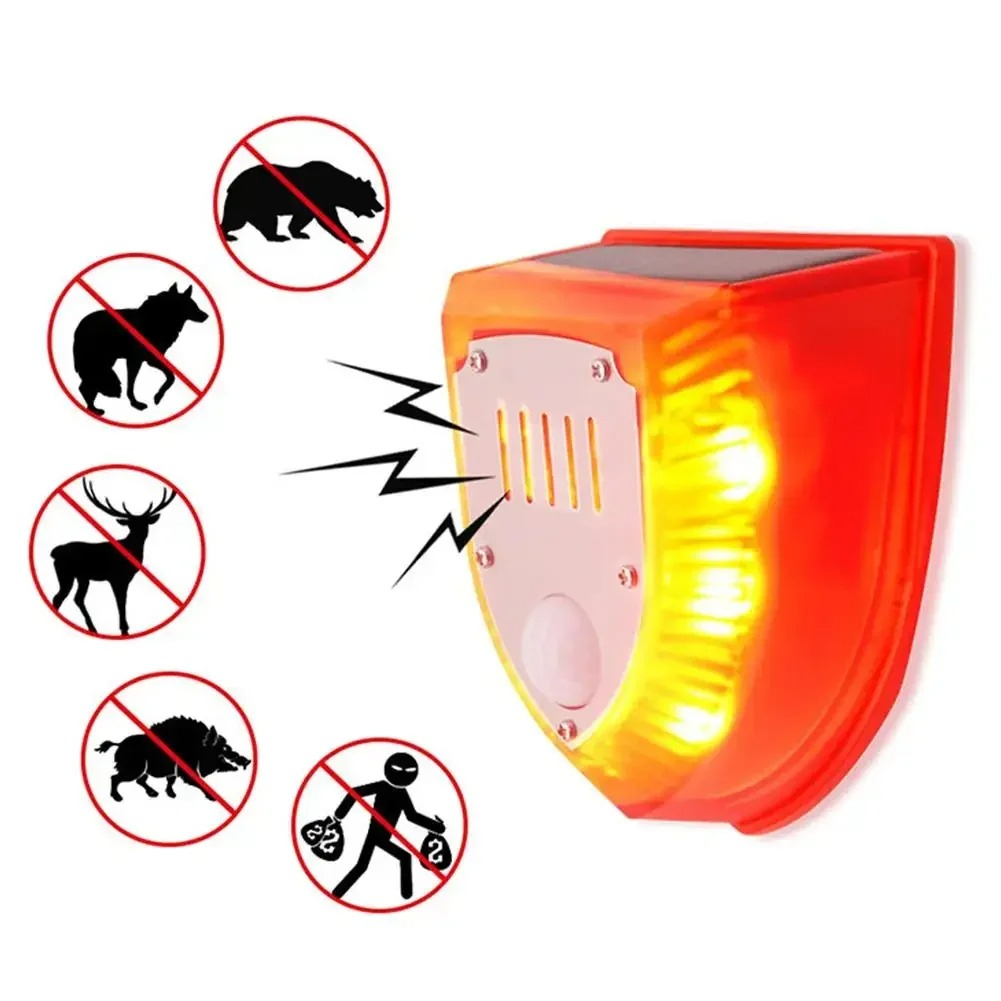 Home Security Yard Sign - Уличный солнечный отпугиватель животных с датчиком