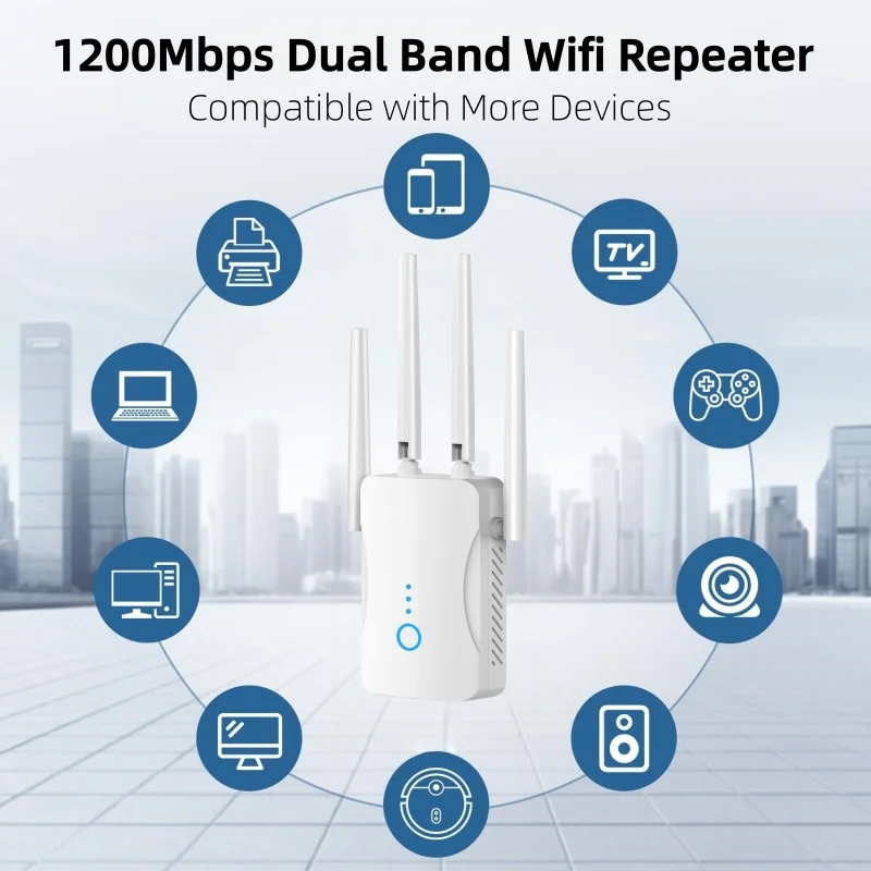 Home Security No Wifi - Двухдиапазонный Wi-Fi репитер 1200 Мбит/с, беспроводной