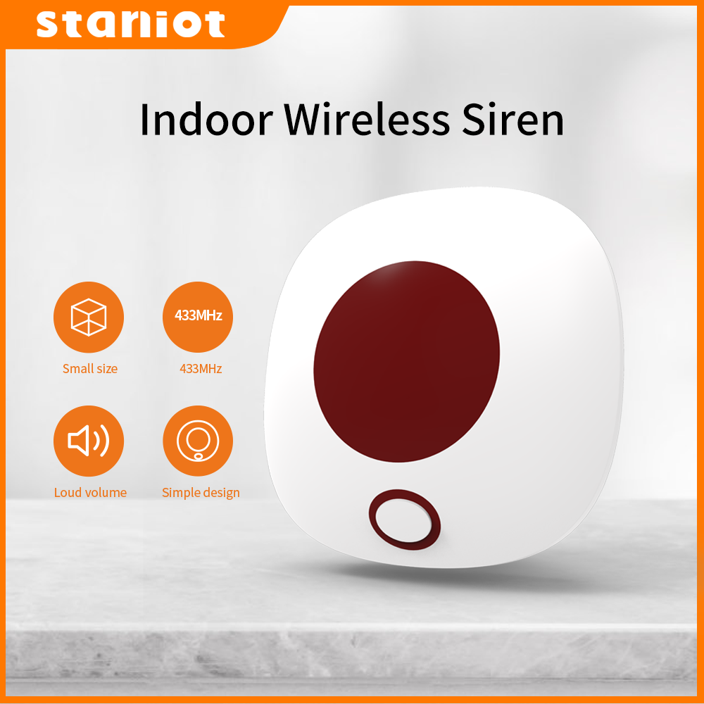 Home Security Deals - Беспроводная внутренняя сирена Staniot, 433 МГц,
