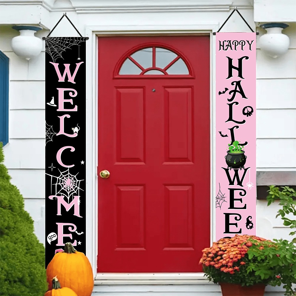 Home Security Yard Sign - Розово-черный баннер на Хэллоуин для крыльца: