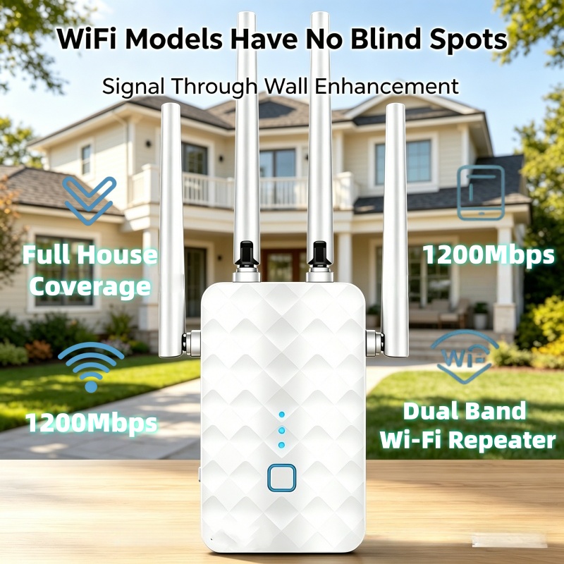Home Security No Wifi - Усилитель Wi-Fi сигнала 1200 Мбит/с, двухдиапазонный