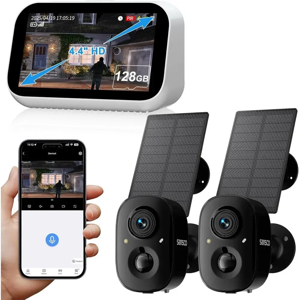 Home Security No Monthly Fee - Беспроводные уличные камеры видеонаблюдения 2K Solar,